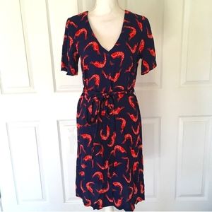 🦐 ModCloth Retro Fluttery Shirt Dress with Shrimp Pattern S 🦐